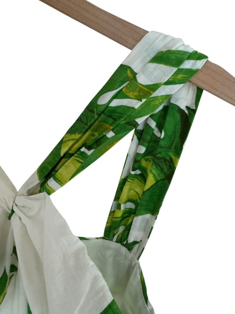 Olivaceous Tropical‎ Mini Dress M Palm Leaf Knot Front White Green NWT - Picture 4 of 14